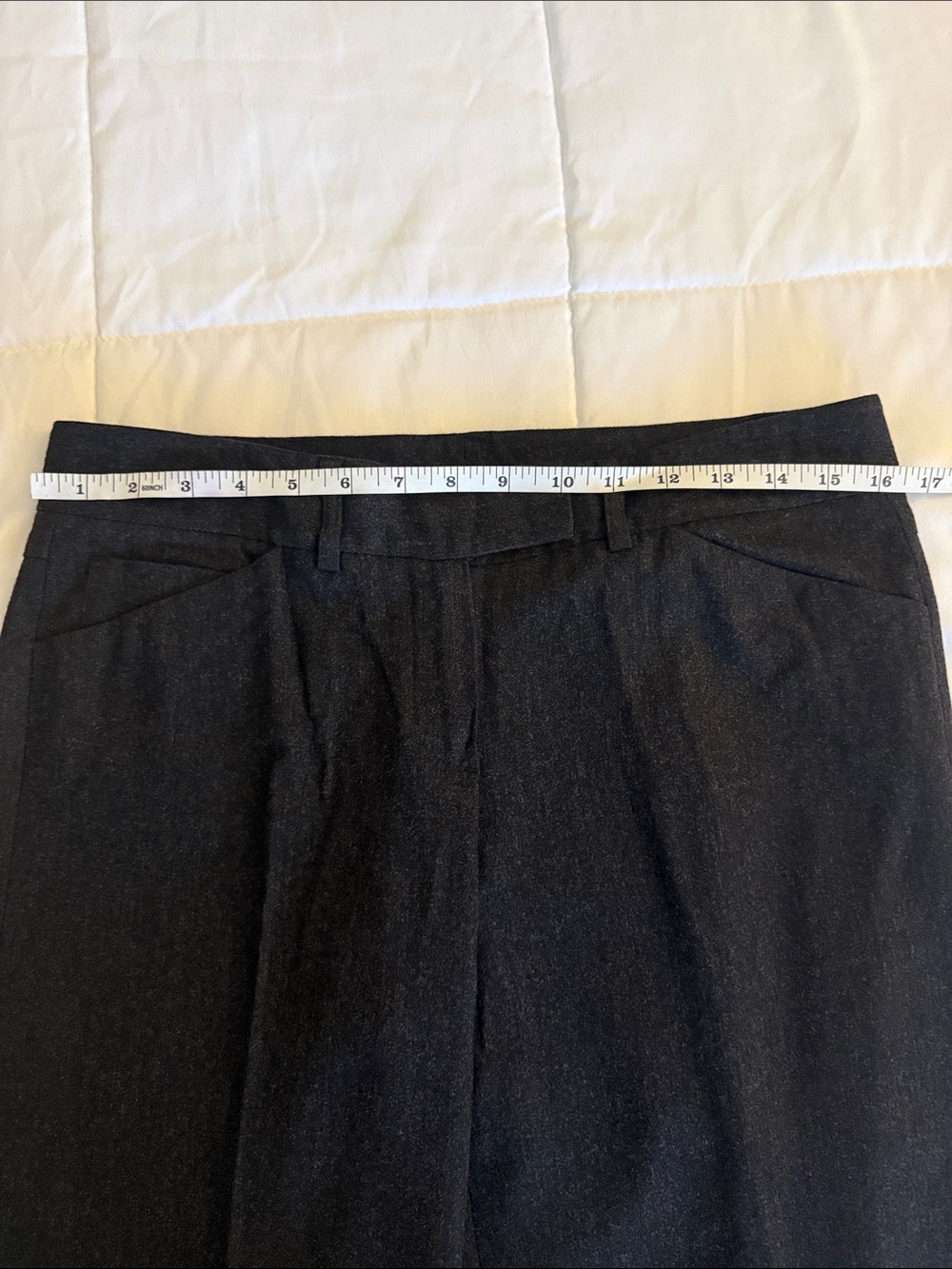 Theory Womens Charcoal Gray Ronne Wide Flared Leg Wool Blend Flannel Size 8 - Picture 8 of 11
